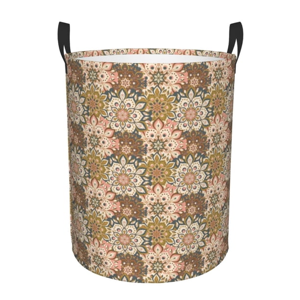 Fotbe Mandala Cesto de Ropa con Asas, Cesto Impermeable de Gran Capacidad, Bolsa de Lavado para Dormitorio, Cesto de Ropa con Ruedas y Asas-Medium