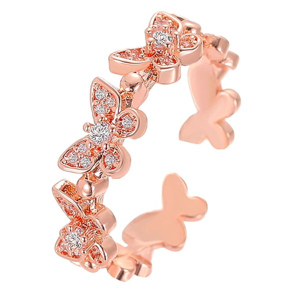 Meitianfacai Rings for Women Mother's Day Gifts Women's -studded Butterfly Opening Adjustable Ring Fashion Ring Jewelry