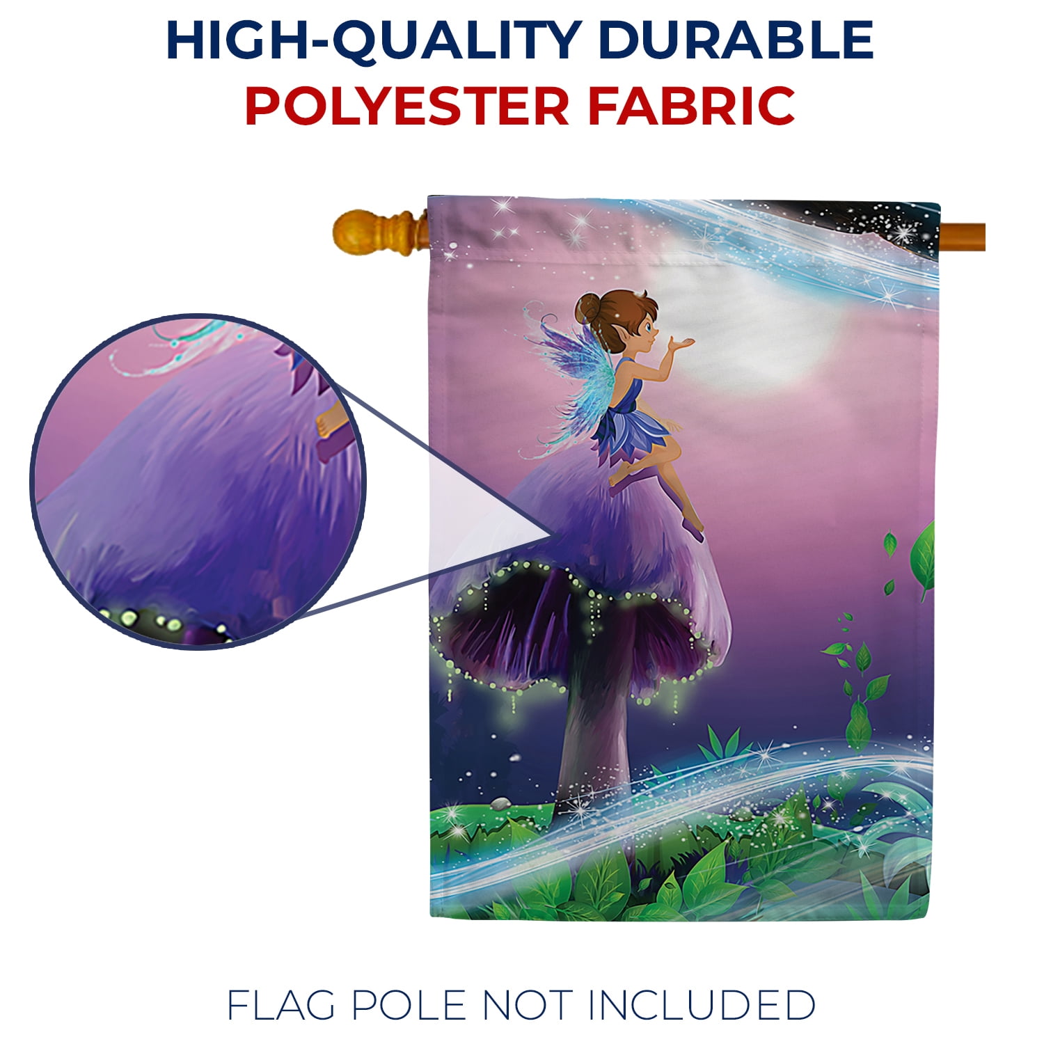 America Forever Fairy House Flag - Blue Fairy Dust - Magical Fantasy Mushroom Fairy Tales Spring Summer Seasonal Yard Outdoor Decorative Double Sided Flag - 28 x 40 Inch