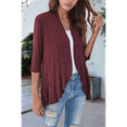 thumbnail image 5 of Women'S Open Front Cardigan 3/4 Sleeve Draped Soft Knit Sweaters Claret L, 5 of 7