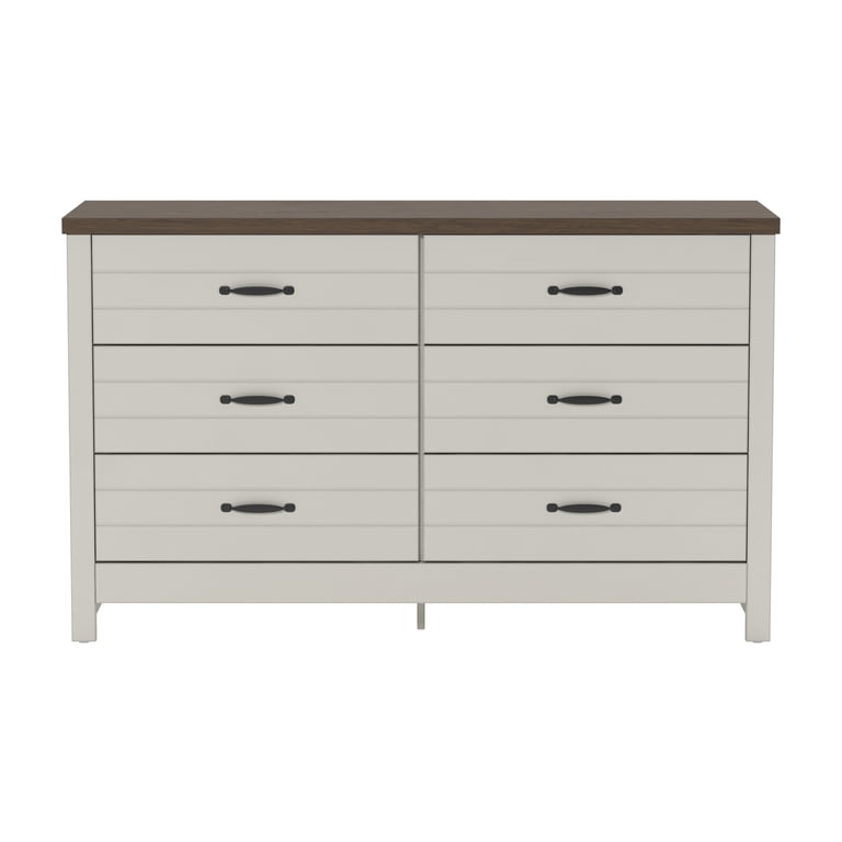 Lancaster Wood 6 Drawer Dresser, Ivory, by Hillsdale Living Essentials Lancaster Wood 6 Drawer Dresser, Ivory, by Hillsdale Living Essentials