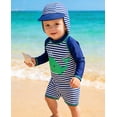 thumbnail image 4 of Baby Infant Boys Swimsuit One-Piece with Sun Hat Long Sleeve UPF 50+ Rash Guard Swimwear for Boys 3-24 Months, 4 of 7