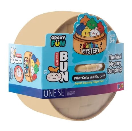 Crazy Fun Rainbow Mystery Squishy Bun Dumpling Squeeze Toy, Slow Rising Stress Relief Sensory Toy, 1 Random Color