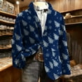thumbnail image 2 of hlysgo Christmas Blazers for Men Casual Christmas Tree Graphic Corduroy Sport Jacket Trendy Xmas Print Holiday Party Jacket Winter Blazer Blue S, 2 of 7