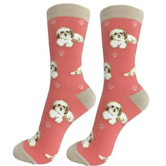 Happy Tails Tan Shih Tzu Dog Lover Socks - One Size Fits Most