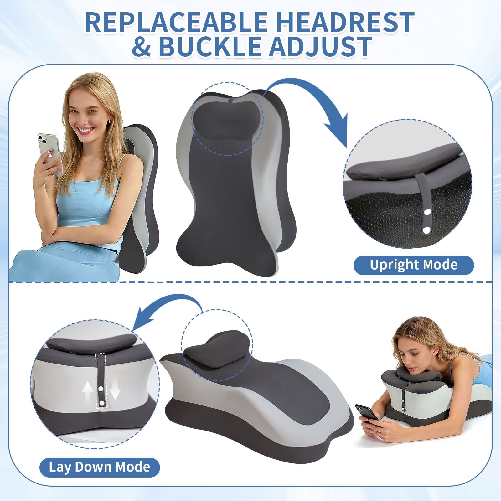 Ergonomic Memory Foam Wedge Pillow, Multi-Position Body Support Cushion for Pain Relief, Removable Washable Cover