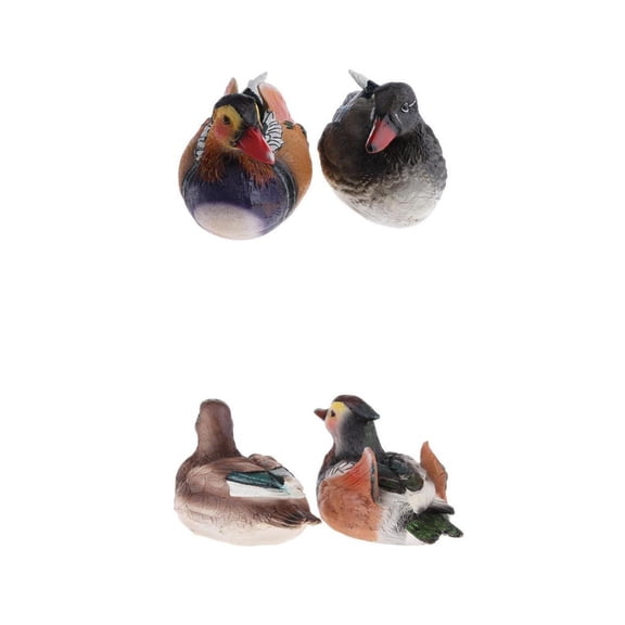 QSTDGVPW 4Pieces Lovely Mandarin Duck Figurines Resin Duck Home Garden Pond Ornaments