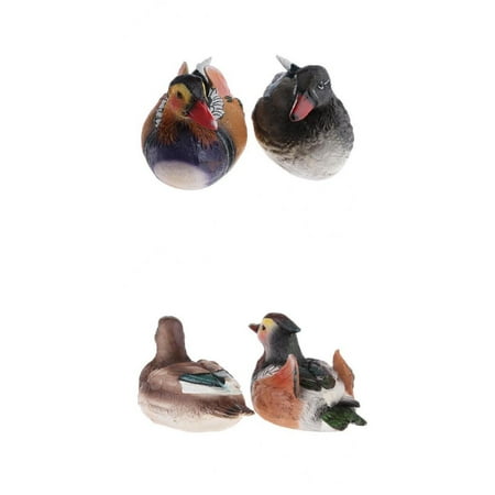 QSTDGVPW 4Pieces Lovely Mandarin Duck Figurines Resin Duck Home Garden Pond Ornaments