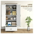 thumbnail image 4 of 69" Kitchen Pantry Cabinet, Freestanding Storage Cabinet w/ Doors & Drawer, Adjustable Shelves, White Farmhouse Style, 4 of 9
