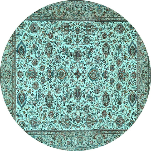 Ahgly Company Indoor Round Persian Light Blue Traditional Area Rugs, 3' Round