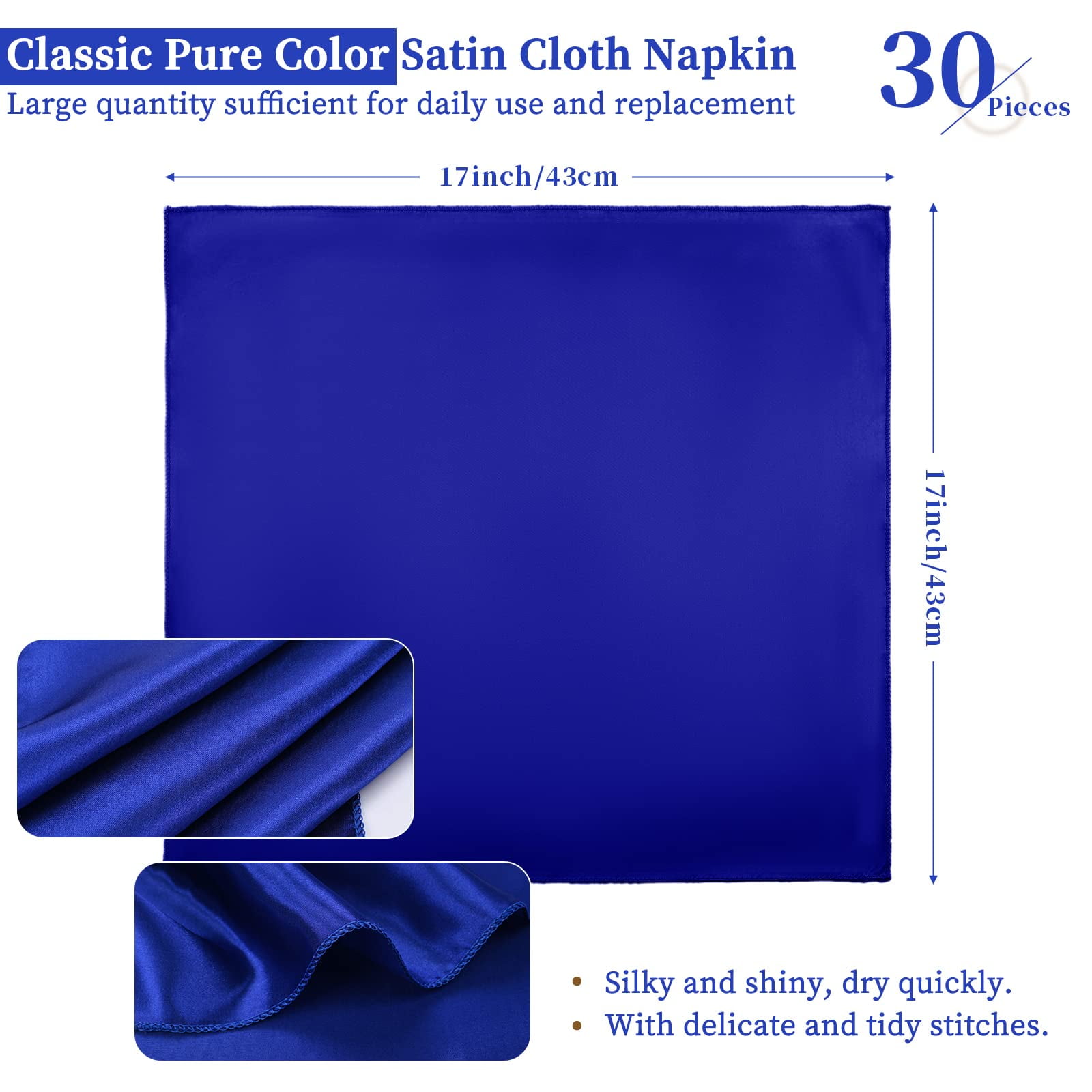 25 Pack Cloth Napkins 17 X 17 Inch Square Satin Cloth Napkins, Soft Table  Napkins Bright Silk Dinner Napkin Cloth (Rose Gold)