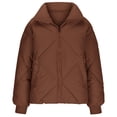 thumbnail image 6 of Jinhomg Women's Short Winter Coat Lightweight Comfy Full-Zip Quilted Coat Windproof Thermal Long Sleeve Puffer Jacket Summer Saving Coffee L, 6 of 7