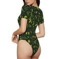 thumbnail image 3 of Balery Green Branch Olive Women's Short Sleevee Crew Neck Bodysuit Tops Short Sleeve Tops Basic-X-Large, 3 of 9
