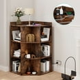 thumbnail image 4 of Hironpal Rustic Brown Corner Cabinet with USB Ports and Outlets - Wooden Cubby Corner Bookshelf for Small Spaces - 9 Cube Organization Storage - Ideal for Bedroom, Living Room, and Office, 4 of 9