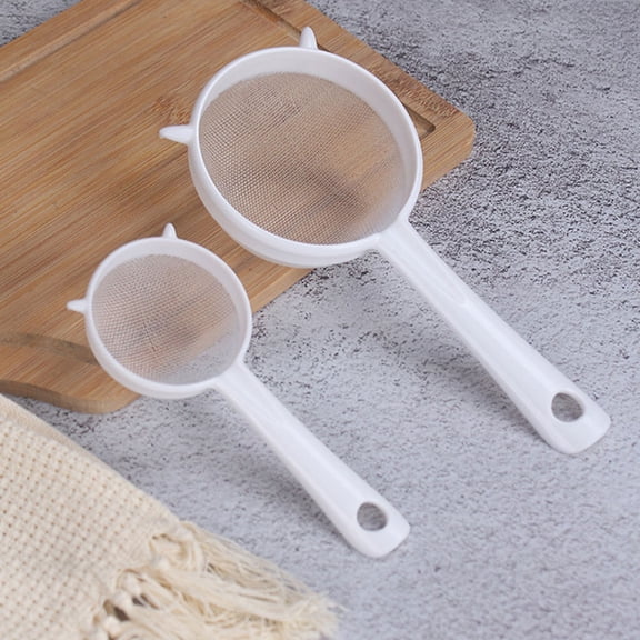 Toyvian Ultra Fine Mesh Strainer Set, White Nylon Kitchen Sieve for Juice, Cooking, and Food Prep, 2 Pieces