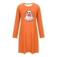 thumbnail image 5 of ZQUUVOU Cotton Nightgown for Women Cute Printed Long Sleeved Sleepdress Crew Neck Loose Comfortable Short Nightgown Orange, 5 of 5