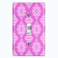 thumbnail image 1 of Metal Light Switch Plate Outlet Cover (Damask Ornament Symbo Pink Pattern - Single Toggle), 1 of 2