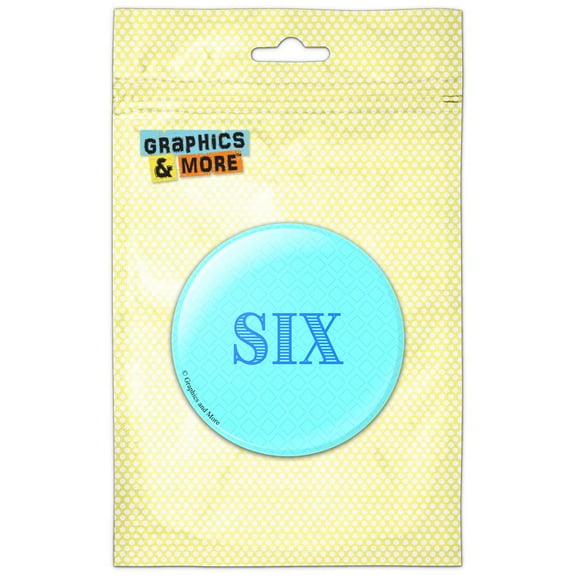 Six Birthday Diamond Pattern Blue Refrigerator Button Magnet