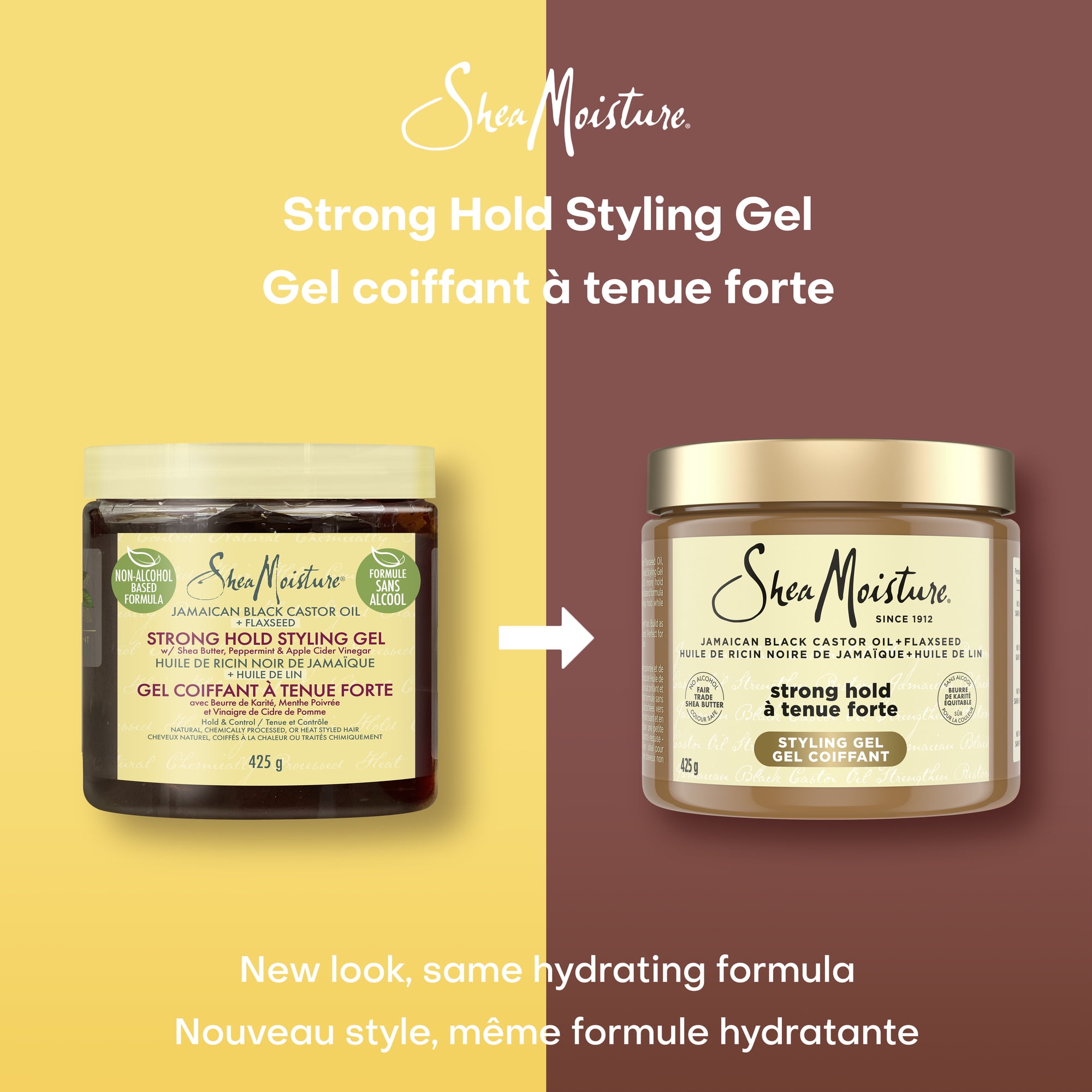SheaMoisture Jamaican Black Castor Oil Strong Hold Hair Styling Gel With Flaxseed 425g, 425 g Hair Styling Gel