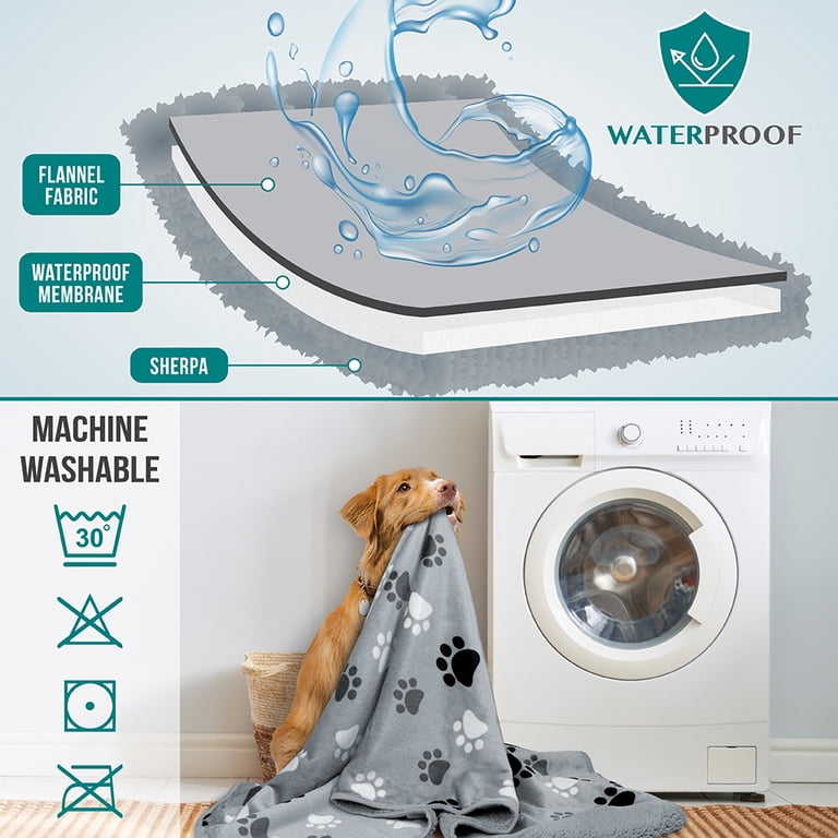 PetAmi Waterproof Dog Blanket, 40x60 Inch Grey Paw photo 3