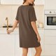 thumbnail image 5 of TaTaai Women's Solid Color Round Neck Short Sleeve Dress with Pockets Casual Fashion Comfortable Stretchy Fabric Midi Dress Soft Breathable for Spring Summer Daily Casual Wear Gift, 5 of 6