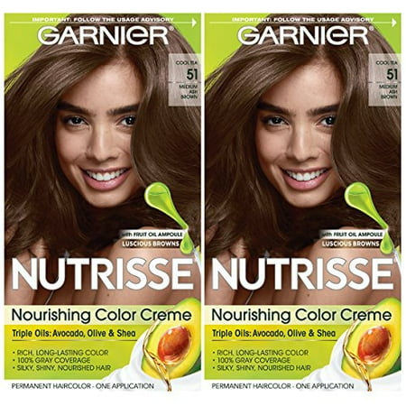 Garnier Hair Color Nutrisse Nourishing Creme  51 Medium Ash Brown (Cool Tea)  2 Count