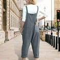 thumbnail image 4 of Arnsht Women Summer Solid Color Casual Sleeveless Suspender Jumpsuit Loose Bib Pants Overalls Baggy Rompers Jumpsuits with Pockets Gray XL, 4 of 9