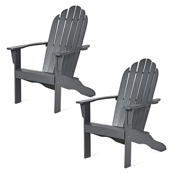 Adirondack Chairs Set of 2,Acacia Wood,Weather Resistant,Outdoor Patio Furniture,350 LBS Capacity,for Patio Garden Porch Deck,Grey