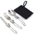 thumbnail image 3 of Utensilios Port Tiles Juego de Cubiertos Cuchillo de Acero Inoxidable Cuchara Tenedor para Acampar Al Aire Libre Juego de Picnic con Bolsa, 3 of 4
