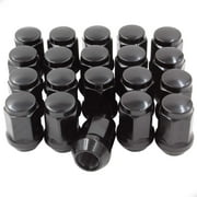 Wheel Accessories Parts 20 Pcs 14mm 1.50 Thread Bulge Acorn 1.38 Long Lug Nuts Black 3/4 19mm Hex Fits Chevy Camaro, Chrysler 300, Dodge Charger Challenger, 2015+ Ford Mustang, 2021+ Jeep Wrangler