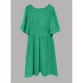 thumbnail image 2 of Women's V-Neck Flutter Sleeve Summer Dress 100% Polyester Ruched Silhouette Lightweight Breathable Machine Wash Cold, 2 of 4