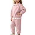 thumbnail image 2 of Trikvn Kids Girls Fall Tracksuit 2-Piece Outfit Collared Long Sleeve Pullover Sweatshirt and Elastic Waist Sweatpants Set Casual Athletic Loungewear Active Playwear, 2 of 8