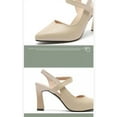 thumbnail image 6 of hopeusnice Women's Slingback Heels Pointed Toe Chunky Heel Dress Shoes Faux Leather Ankle Strap Wedding Party Pumps High Heels Shoes Khaki 42, 6 of 7