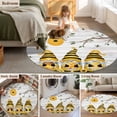 thumbnail image 5 of Round Rug 3.3Ft Washable Non-Slip, Yellow Bees Gnomes Circle Area Rugs for Living Room Bedroom, Spring Floral Branches Wooden Indoor Floor Mats Carpet Runner for Home Decor Aesthetic, 5 of 8