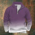 thumbnail image 5 of GUOBIOZIY Men's Sweatshirt Quarter Zip Pullover Stand Collar Workout Gym Sports Running Outdoor Blouse (Purple,XL), 5 of 5