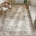 thumbnail image 2 of HOMCOM 5x7 Area Rug, Vintage Machine Washable Rug, Non-Slip Distressed Floor Carpet for Living Room, Bedroom, Dining Room, Home Office, Tan, 2 of 9