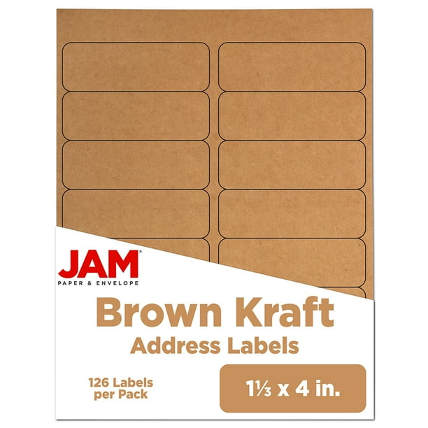 JAM PAPER Shipping Address Labels Rectangular 1 1/3 x 4 Brown