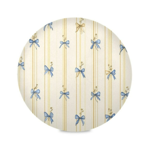 Round Placemat Heat Resistant & Wrinkle-Free Dining Table Decor Placemat For Home & Weddings Blue Small Bows