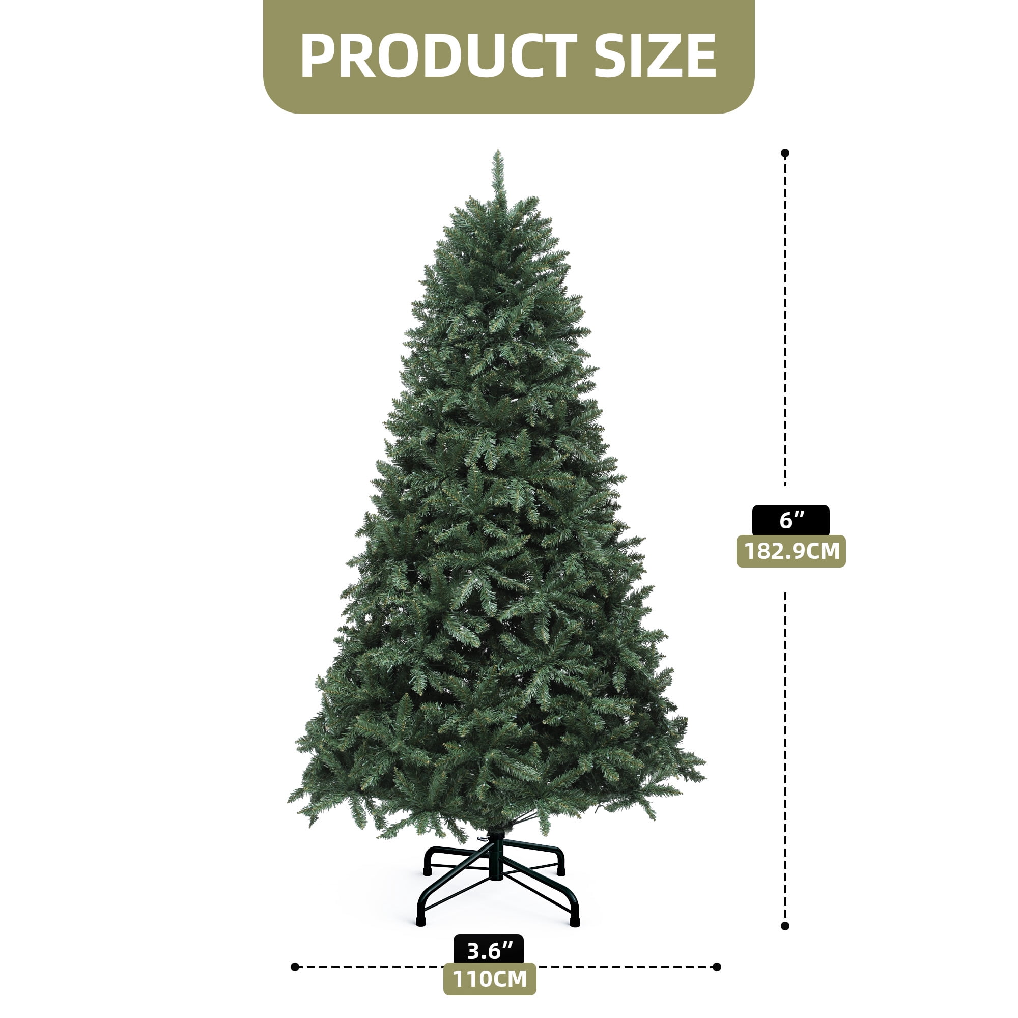 Uforic 6ft Pre-Lit Hinged Artificial Christmas Tree with 1399 Branch Tips & 300 LED Lights, Remote & RGB Smart Control, Green