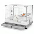thumbnail image 3 of golytefs Gravity Lock Rabbit Cage with Pull Out Tray Wheeled Bunny Hutch Cage (Grey), 3 of 9