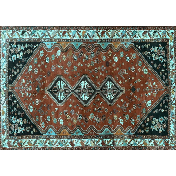 Ahgly Company Indoor Rectangle Persian Light Blue Traditional Area Rugs, 7' x 9'