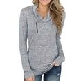 thumbnail image 2 of Jersey de manga larga de poliéster para mujer, camisa ajustada con cremallera en el cuello para otoño invierno gris XXL, 2 of 5