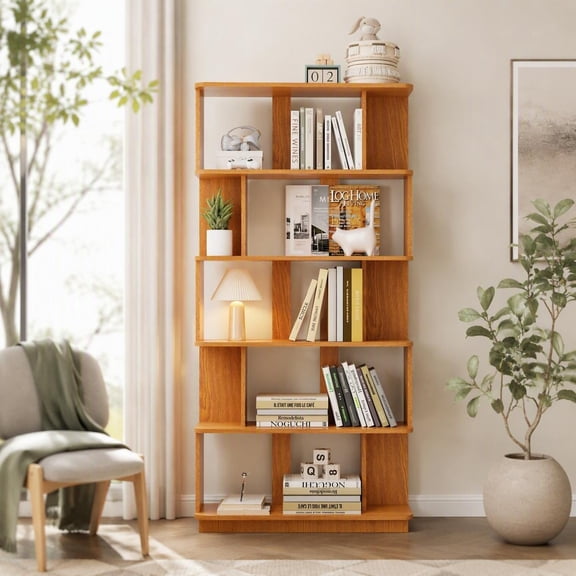 Modern 5-Tier Open Bookshelf, 31.5"L x 64.56"H Tall Bookcase with Sturdy MDF Shelves, Free-Standing Storage and Display Unit for Living Room, Bedroom, Home Office, Media and Decor Organizer