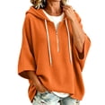 thumbnail image 2 of 3/4 Sleeve Hoodie Sweatshirts for Women, Oversized Half Zip Drawstring Casual Solid Color Loose Pullover Tops for Everyday Loungewear, 2 of 6