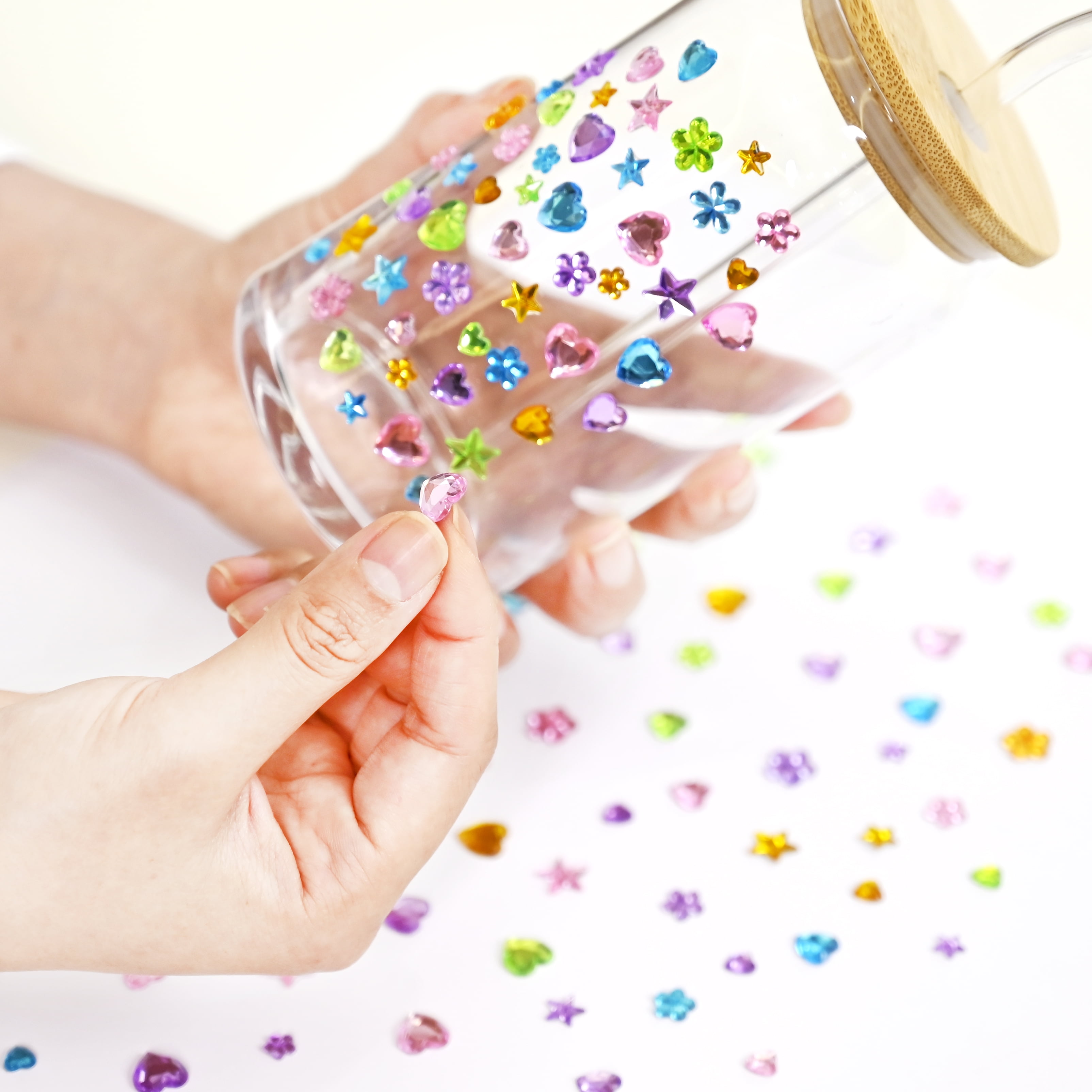 Hello Hobby Round Multicolor Adhesive Gemstones, 120-Piece Set