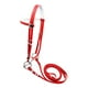 thumbnail image 5 of Juego de bridas para caballo, riendas, testera, cuerda, riendas desmontables de PVC y acero inoxidable M rojo, 5 of 9