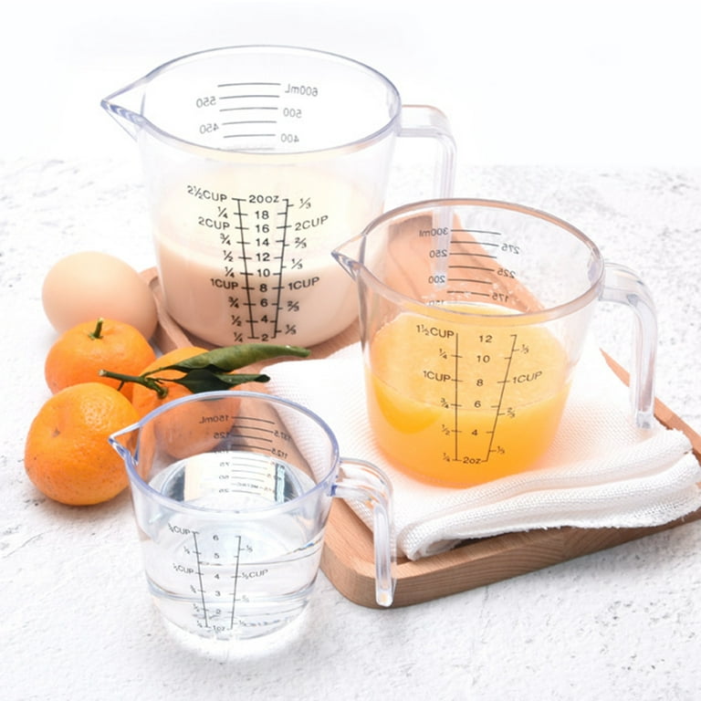 Kanayu 6 Pcs Plastic Measuring Cup Set Includes 4 Cup 2 Cup 1 Cup Measure  Cups Food Measuring Jugs Measure Cups for Liquid Oil Flour Kitchen, Clear  (3