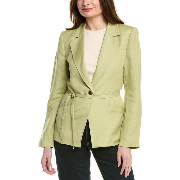 PAIGE womens  Genova Linen-Blend Blazer, 4, Green