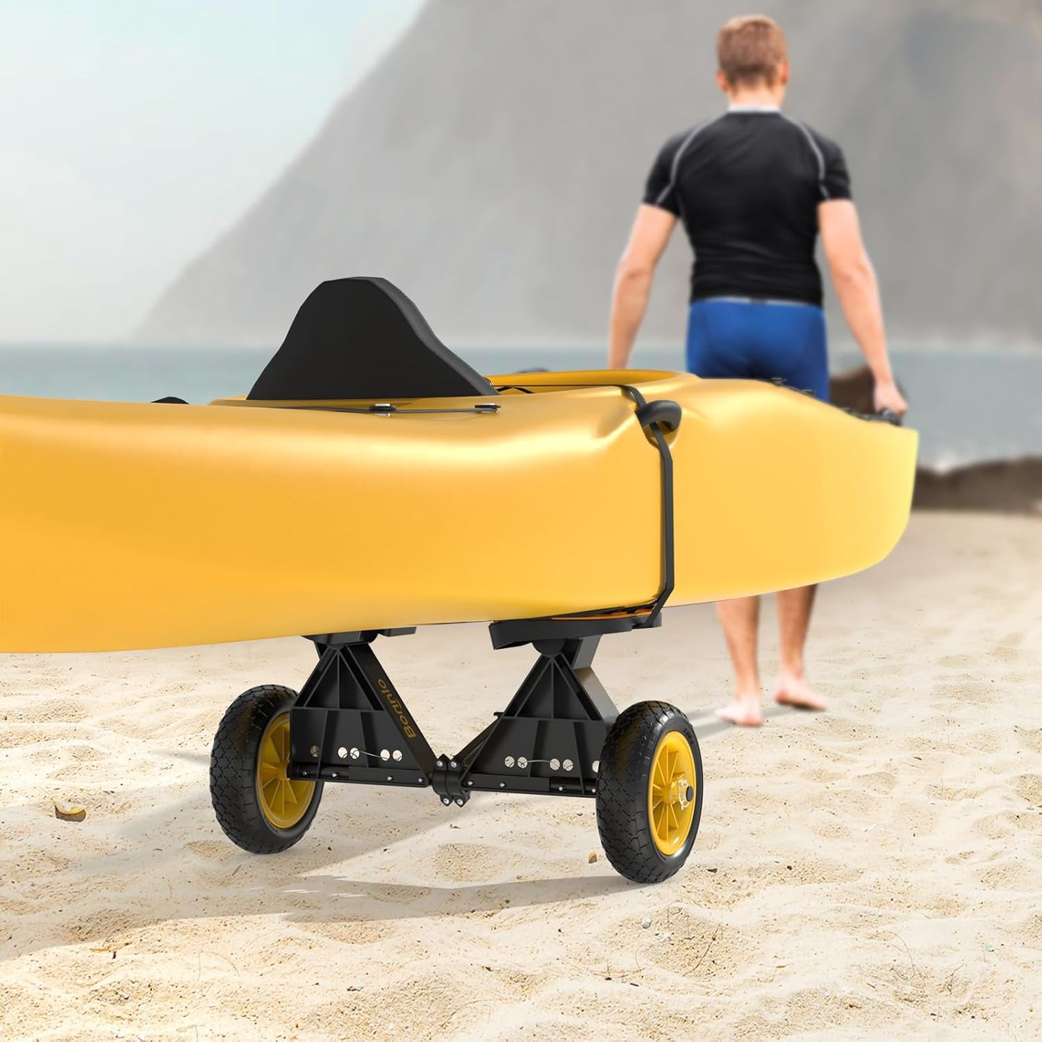 Kayak Cart with10-Inch Kayak Wheels, Canoe Trolley Cart with Adjustable Straps, No Tools Required for Easy Assembly All-Terrain for Kayaks, Canoes, Paddleboards
