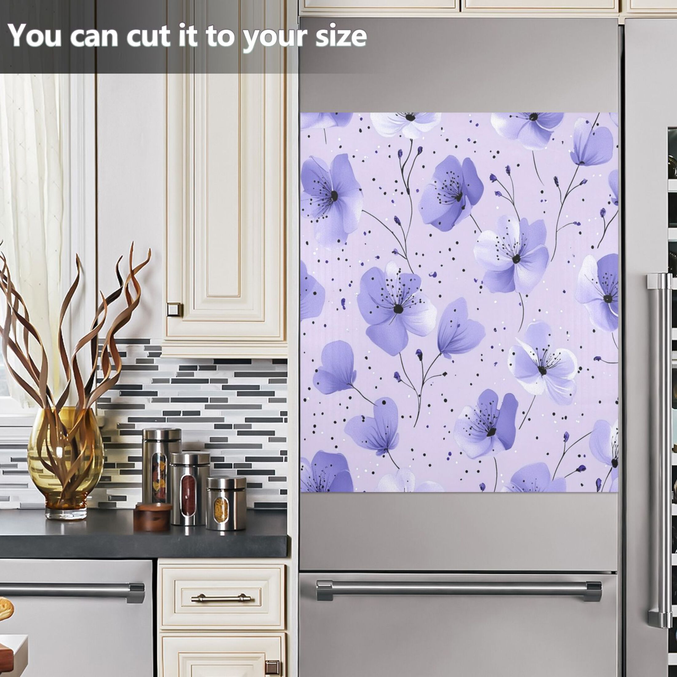 Dishwasher Magnetic Sticker 23x26 Inch Refrigerator Magnetic Sticker Washing Machine Magnetic Sticker Kitchen Panel Magnetic Sticker Home Decor Colorful Blue Flower